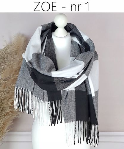 Stylowy CIEPŁY SZAL damski długi DUŻY szalik W MODNĄ KRATĘ JESIENNY, na Arena.pl