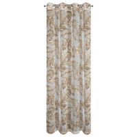 Zasłona gotowa Layla 140x250 beżowa z błyszczącym nadrukiem przelotki