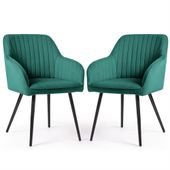 2x Krzesło welurowe tapicerowane do salonu FLORENCE Butelkowa Zieleń Czarne