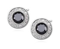 Eleganckie rodowane srebrne kolczyki czarne cyrkonie srebro 925 Z1084E_B