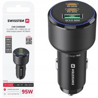 ŁADOWARKA SAMOCHODOWA kompaktowa SWISSTEN 2 x USB-C PD USB-A QC 95W