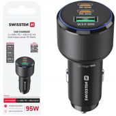 ŁADOWARKA SAMOCHODOWA kompaktowa SWISSTEN 2 x USB-C PD USB-A QC 95W