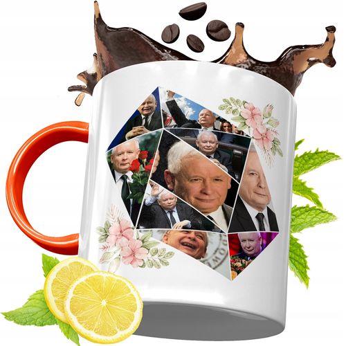 Kubek Pomarańczowy Prezesa Pis Jarosław Kaczyński Z Nadrukiem Ze Zdjęciem na Arena.pl