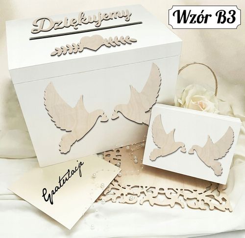 Białe pudełko skrzynka na ślub i wesele komplet zestaw obrączki i koperty na Arena.pl