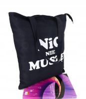 TOREBKA TORBA CZARNA EKOLPIONOWA Z zabawnym napisem ,,NIC NIE MUSZĘ''