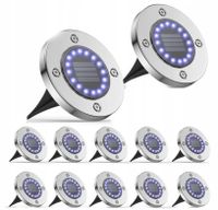 OGRODOWE LAMPKI SOLARNE GRUNTOWE 16LED DYSK X12