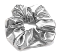 Gumka frotka scrunchie do włosów bez łączeń błyszcząca srebrna elegancka