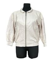 Damska Kurtka Bomberka Owcza Skóra Ciepła Wygodna Biała Rozmiar 42