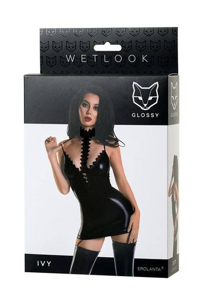 Gorąca Połyskująca Krótka Sukienka Wet Look - Ivy Glossy Wetlook M zdjęcie 5