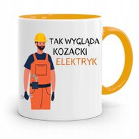 Kubek Żółty Prezent Dla Elektryka Kozacki Elektryk Z Nadrukiem Ze Zdjęciem