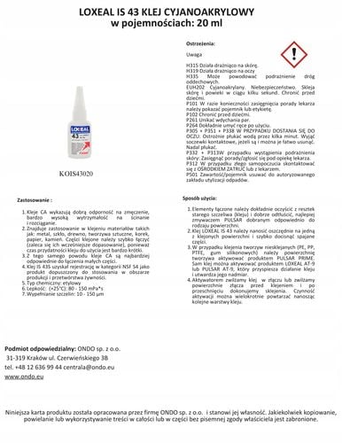 KLEJ CYJANOAKRYLOWY Z AKTYWATOREM DO SKÓRY DREWNA LOXEAL 43 20 g + 150 ml na Arena.pl