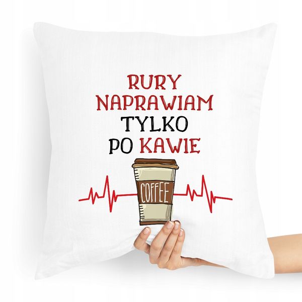Poduszka Prezent Dla Hydraulika Tylko Po Kawie Z Nadrukiem Ze Zdjęciem zdjęcie 1
