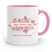 Kubek Różowy Na Walentynki Happy Valentine's Day Z Nadrukiem Ze Zdjęciem