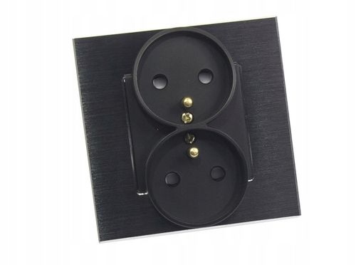 GNIAZDO PODWÓJNE SZKLANE GNIAZDKO Z BOLCEM CZARNE B-LINE ELEKTRYCZNE SZKŁO na Arena.pl