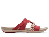 Clarks Sandały damskie - Tealite Slide - rozmiar 36 - Czerwona skóra nubuk