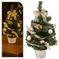 CHOINKA MAŁA SZTUCZNA 50cm DEKOROWANA 15 LED DO BIURA STOLIK DRZEWKO złota