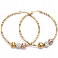 Duże kolczyki koła pozłacane antyalergiczne stal szlachetna 316L