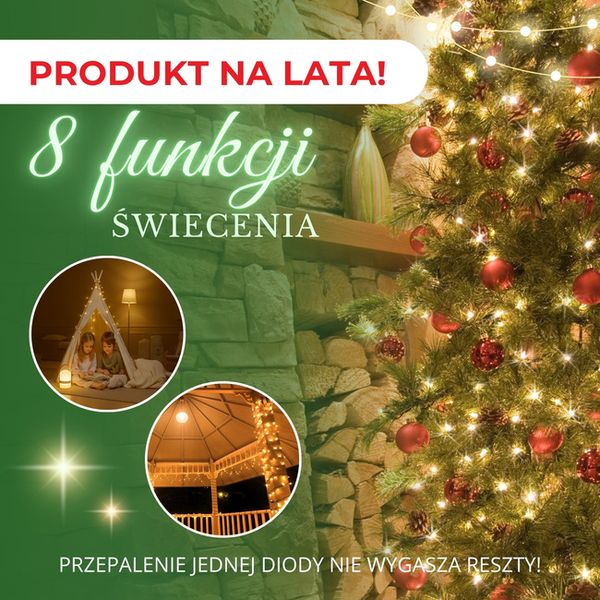 Lampki choinkowe 1000 led bialy ciepły 50m oświetlenie świąteczne IP44 zdjęcie 3