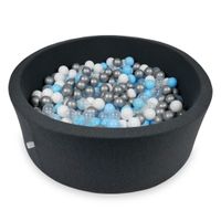 Suchy basen 110x40cm grafitowy z piłeczkami 500szt (jasnobłękitne, srebrne, przezroczyste, białe)