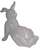 Królik leżący ceramiczny biały mały