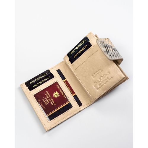 portfel damski ze skóry naturalnej zamykany zatrzaskiem i biglem - peterson na Arena.pl