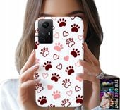 ETUI DO XIAOMI NOTE 12S 4G - PSIE ŁAPKI NA BIAŁYM TLE, PIES, KOT, MIŚ