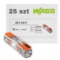 25x WAGO 221-2411 SZYBKOZŁĄCZKA CAGE CLAMP PRZELOTOWA 1x0,2-4mm2 25