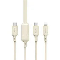 kabel 2w1 dudao l7sf usb-c - usb-c / lightning 100w 1.2m - beżowy