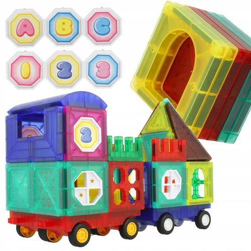 KLOCKI MAGNETYCZNE 3D Edukacyjne DUŻE PANELE Konstrukcyjne ZESTAW 72 el. na Arena.pl