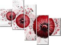 100 75CM OBRAZ 5 ELEM CZERWONY DMUCHAWCE 4 ŚCIENNY