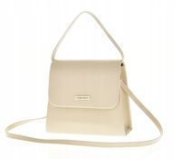 Laura Biaggi - mała torebka wizytowa kuferek jasny beżowy mat JP41