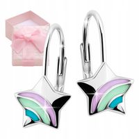 SREBRNE KOLCZYKI GWIAZDKI TĘCZA DLA DZIECKA DZIEWCZYNKI ANGIELSKIE PREZENT