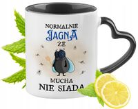 Dla Jagny Kubek Czarny Z Uszkiem W Kształcie Serca Na Prezent Z Nadrukiem