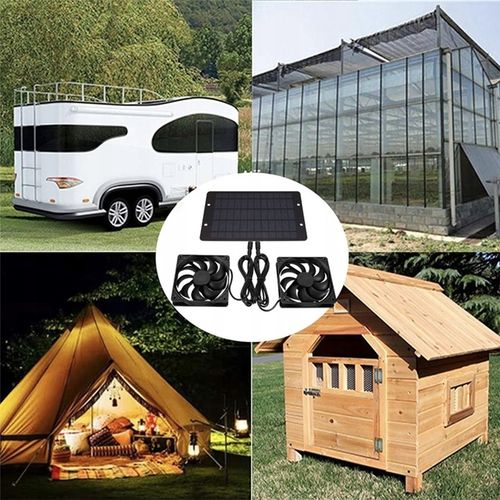 ZEWNĘTRZNY PANEL SOLARNY WENTYLATOR 10W PODWÓJNY WYDECH DO SZKLARNI KURNIKA na Arena.pl