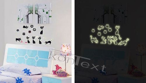 Naklejki ścienne - koty fosforescencyjne na Arena.pl