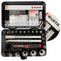 WURTH Zestaw Kluczy Nasadowych 1/4 23 Elementy Grzechotka Bity