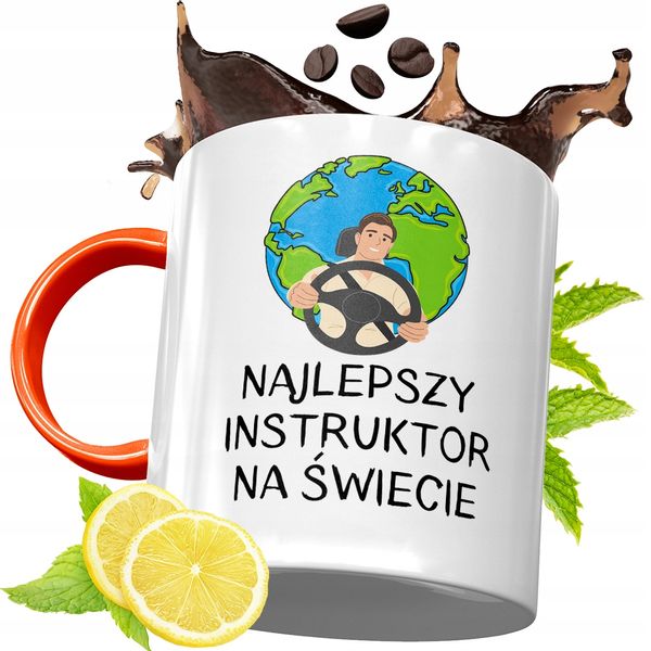 Kubek Pomarańczowy Dla Instruktora Prezent Z Nadrukiem Ze Zdjęciem zdjęcie 1
