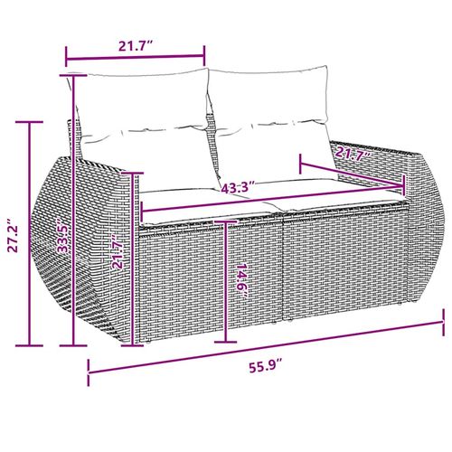 Zestaw Sof na Ogród 8 pcs Czarny polirattan na Arena.pl