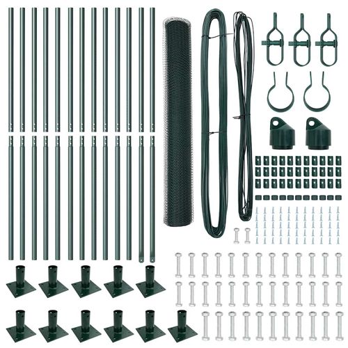 Ogrodzenie z słupkami Zielony 1 x 25 m Stal pokryta PCV na Arena.pl