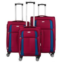 zestaw walizek podróżnych w czerwono-niebieskim kolorze z wysuwaną