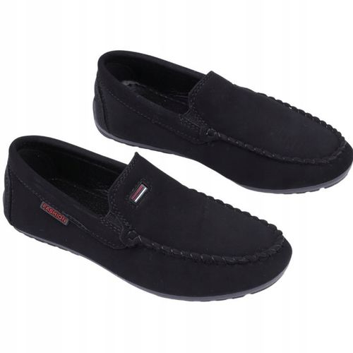 CZARNE MOKASYNY CHŁOPIĘCE PÓŁBUTY ZAMSZOWE WSUWANE BUTY NA KOMUNIĘ na Arena.pl