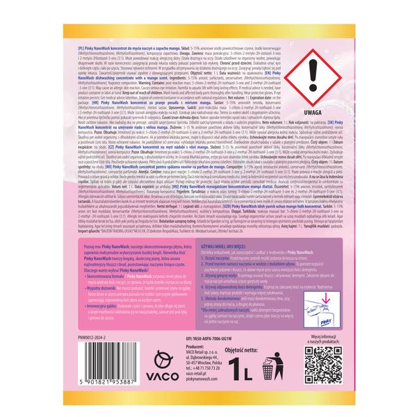 Koncentrat do mycia naczyń Mango 1L NanoWash PINKY zdjęcie 4