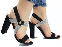 Czarne sandały na supku z cyrkoniami 40