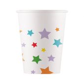 kubeczki papierowe kolorowe gwiazdki 200ml/8szt