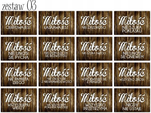 HYMN O MIŁOŚCI tabliczki 16 szt 20x30cm weselne na Arena.pl