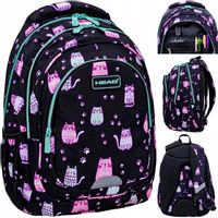 Head Plecak Szkolny Tornister CZARNY Dla Dziewczynki Klasa 1 3 KOT KOTKI