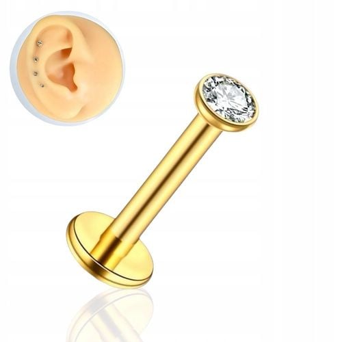 PIERCING Kolczyk Labret z białą cyrkonią HELIX Lobe Tragus TYTAN na Arena.pl
