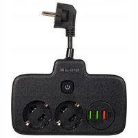 PRZEDŁUŻACZ ROZDZIELACZ ROZGAŁEŹNIK 2 GNIAZDA WŁĄCZNIK LISTWA 3x USB USB-C