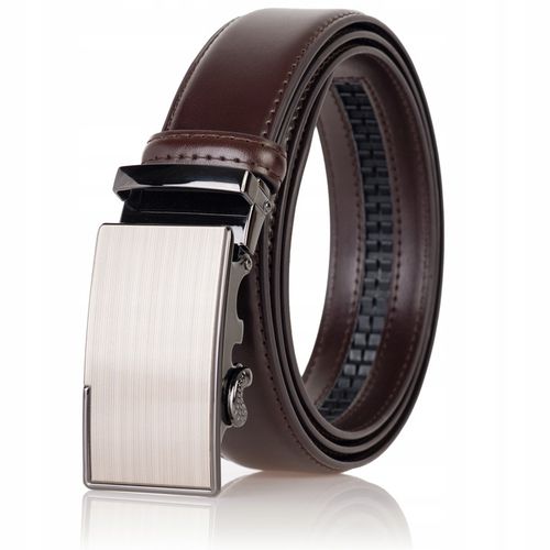 Pasek SKÓRZANY Męski Automat BRĄZOWY spodni klamra na Arena.pl