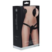 ouch!   vibrating   rechrgeable   10 speed silicone ribbed strap on